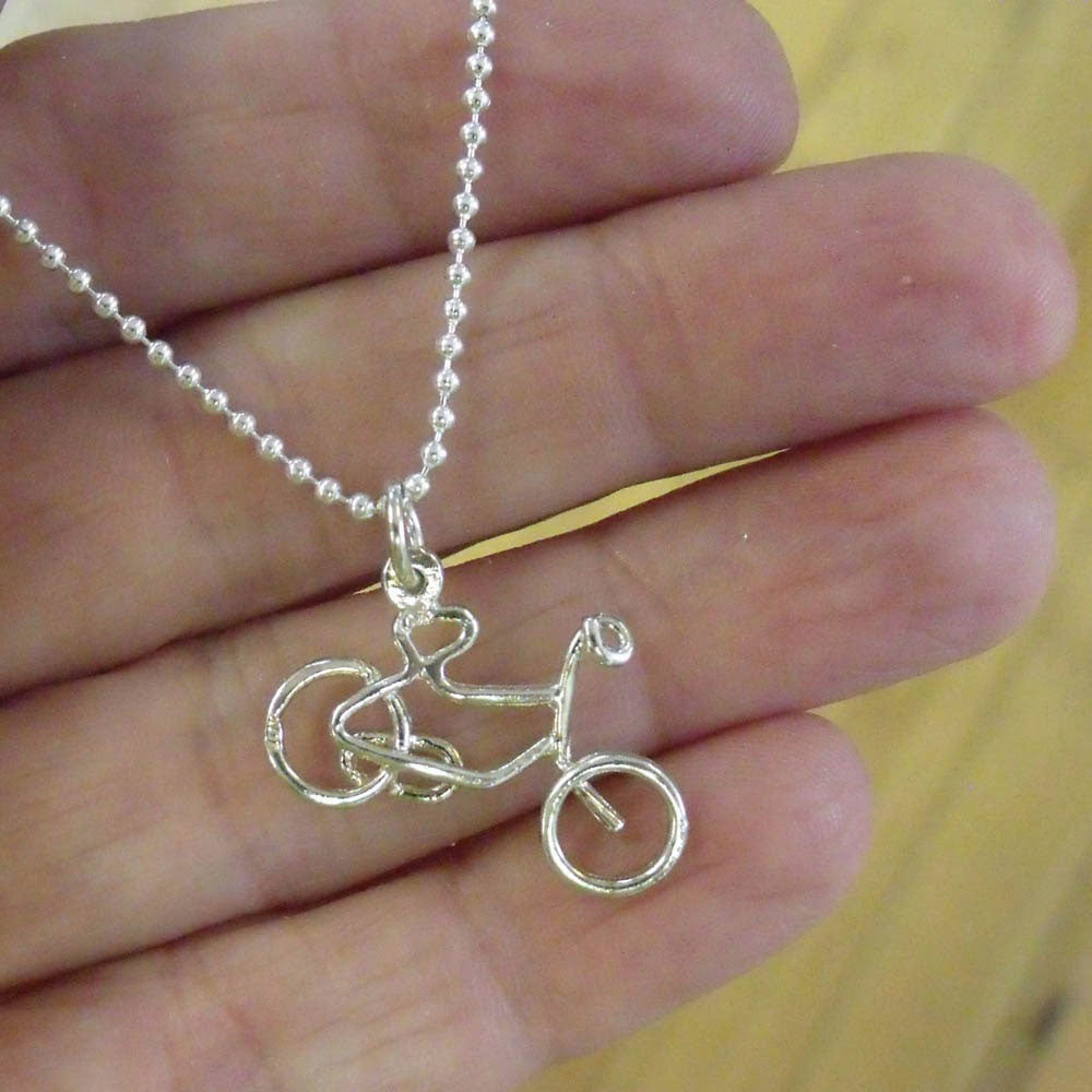 sterling silver bicycle necklace sailorgirl jewelry