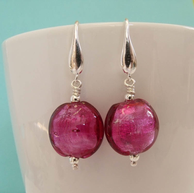 raspberry sparkle earrings – Sailorgirl Jewelry